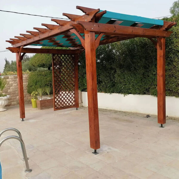 Pergola en bois rouge pour terrasse PB03 reel