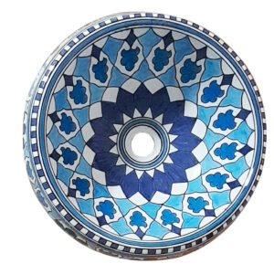 Vasque Artisanale Motif Bleu Azur en céramique Ø 41cm