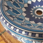 Vasque en Céramique Artisanale Motif Bleu Azur Ø 41cm reel2