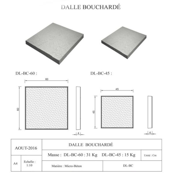 Dallage Bouchardé en micro béton Réf BC6045 fiche
