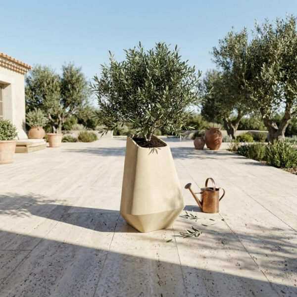 Pot de Fleurs en béton GRC Léger modèle GEOX 80 beige ivoire