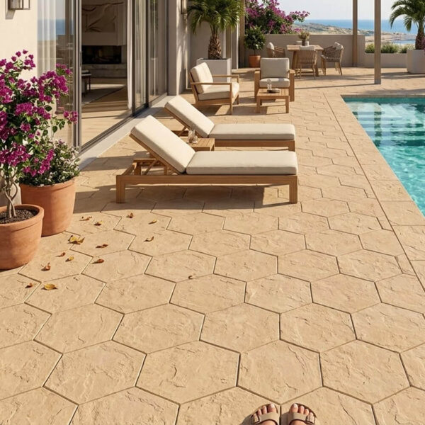 Carrelage Hexagonal Ramé en micro beton DL-HR51 couverture