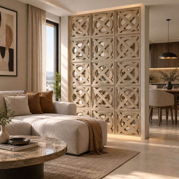 Claustra Géométrique en Béton Estampé Réf CL18 interieur