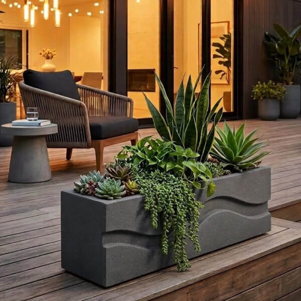 Jardinière Rectangulaire avec Vagues modèle WAVE120 couv