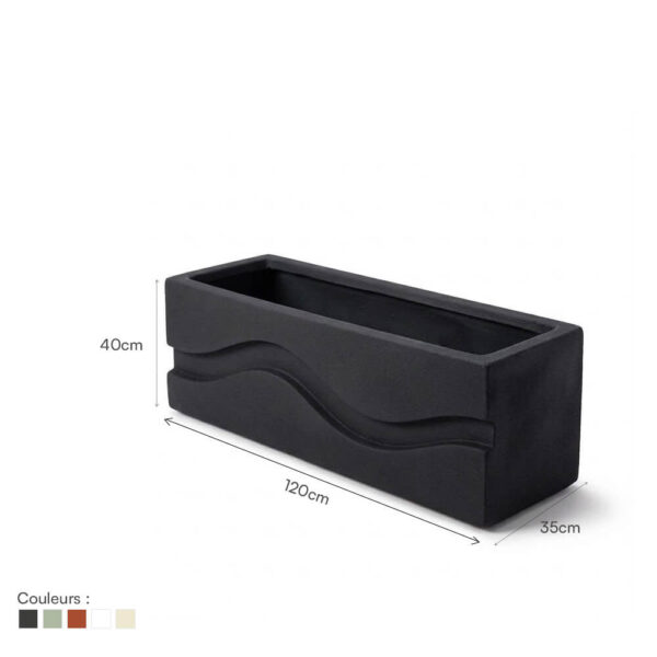 Jardinière Rectangulaire avec Vagues modèle WAVE120 dim