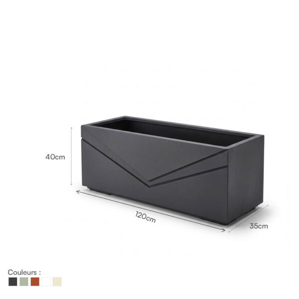 Jardinière Rectangulaire avec lignes géométriques FOLD120 dim